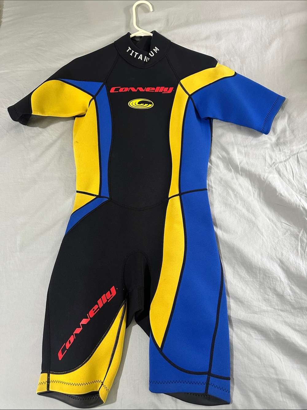 Women’s Short Sleeve Neoprene Wetsuit - Blue & Yellow